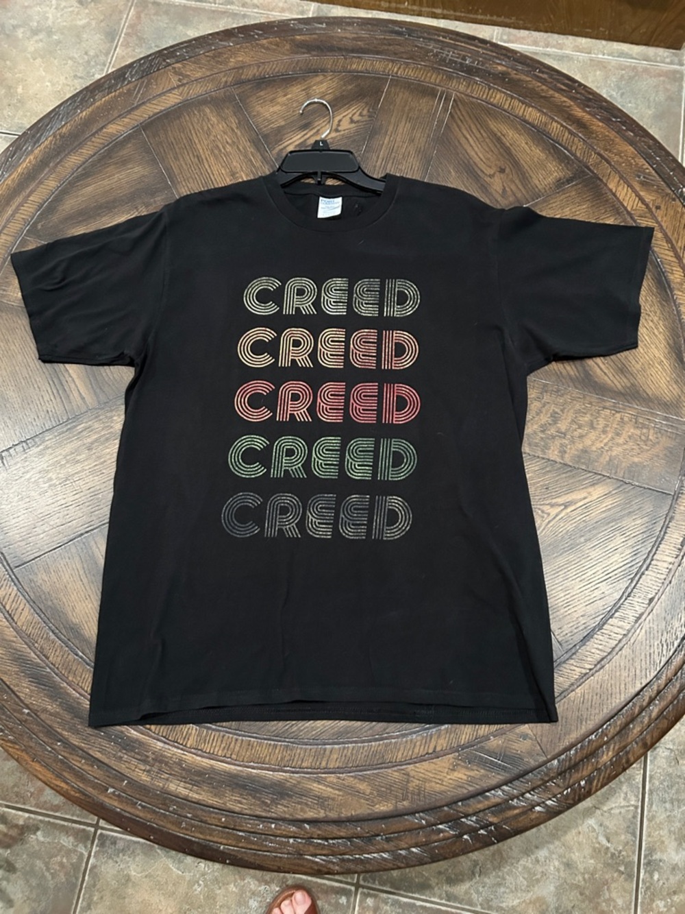 Creed Black Short-Sleeve Tee with Multicolor Stacked Logo